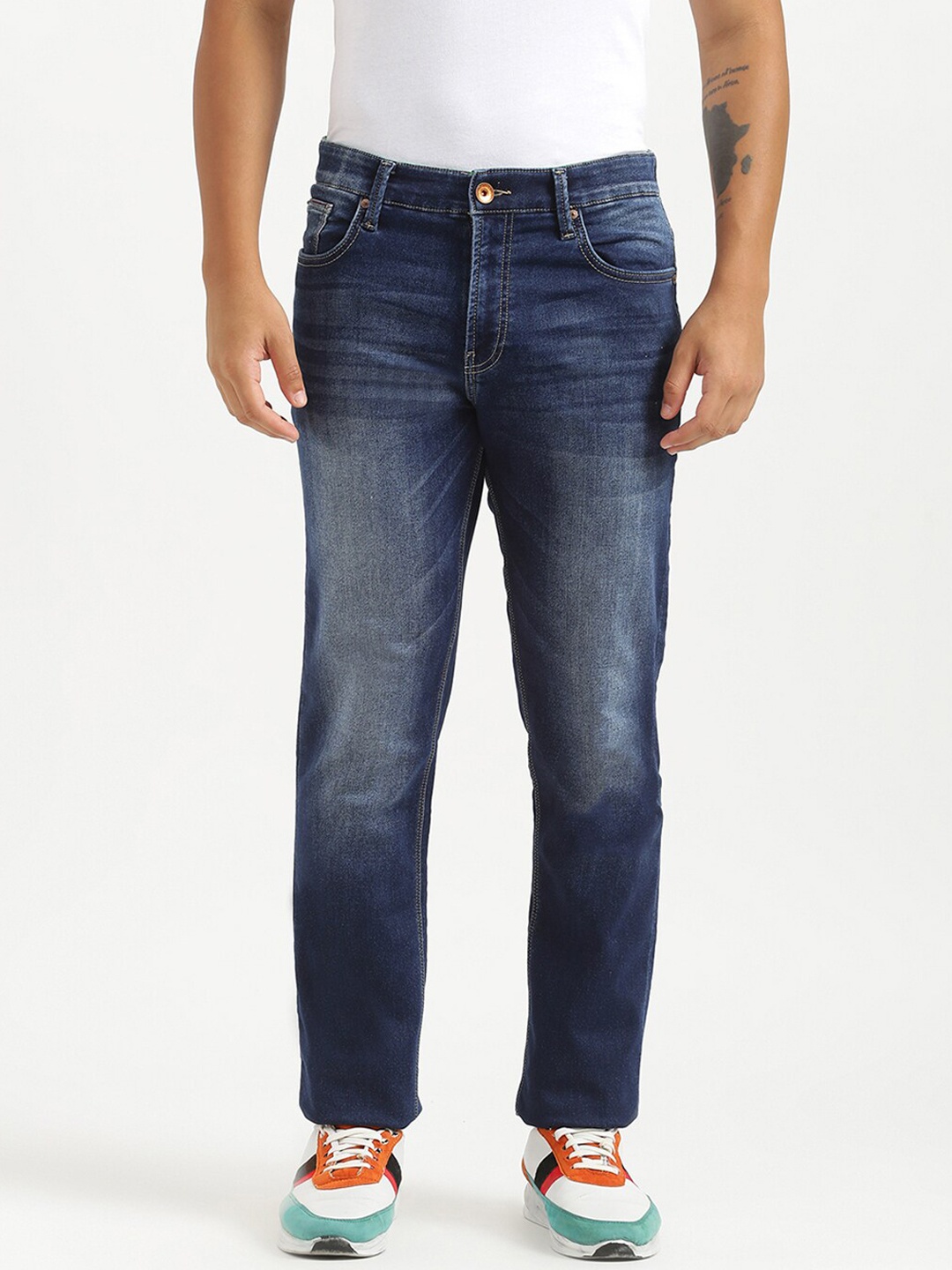 

United Colors of Benetton Men Blue Slim Fit Heavy Fade Jeans