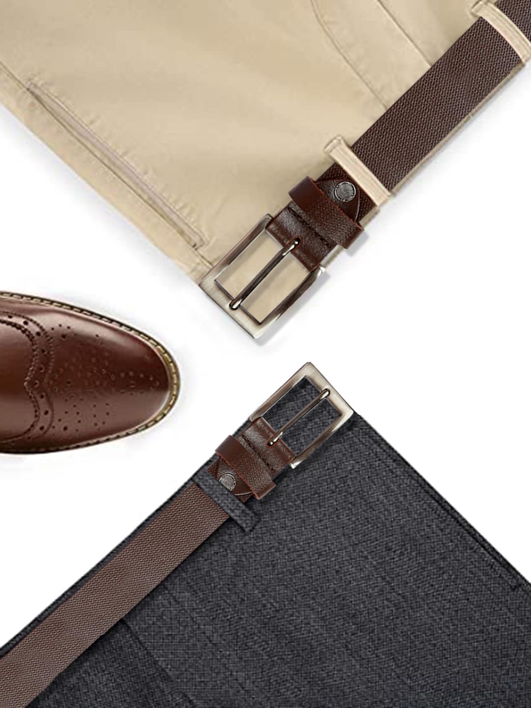 

WELBAWT Men Brown Textured Leather Belt