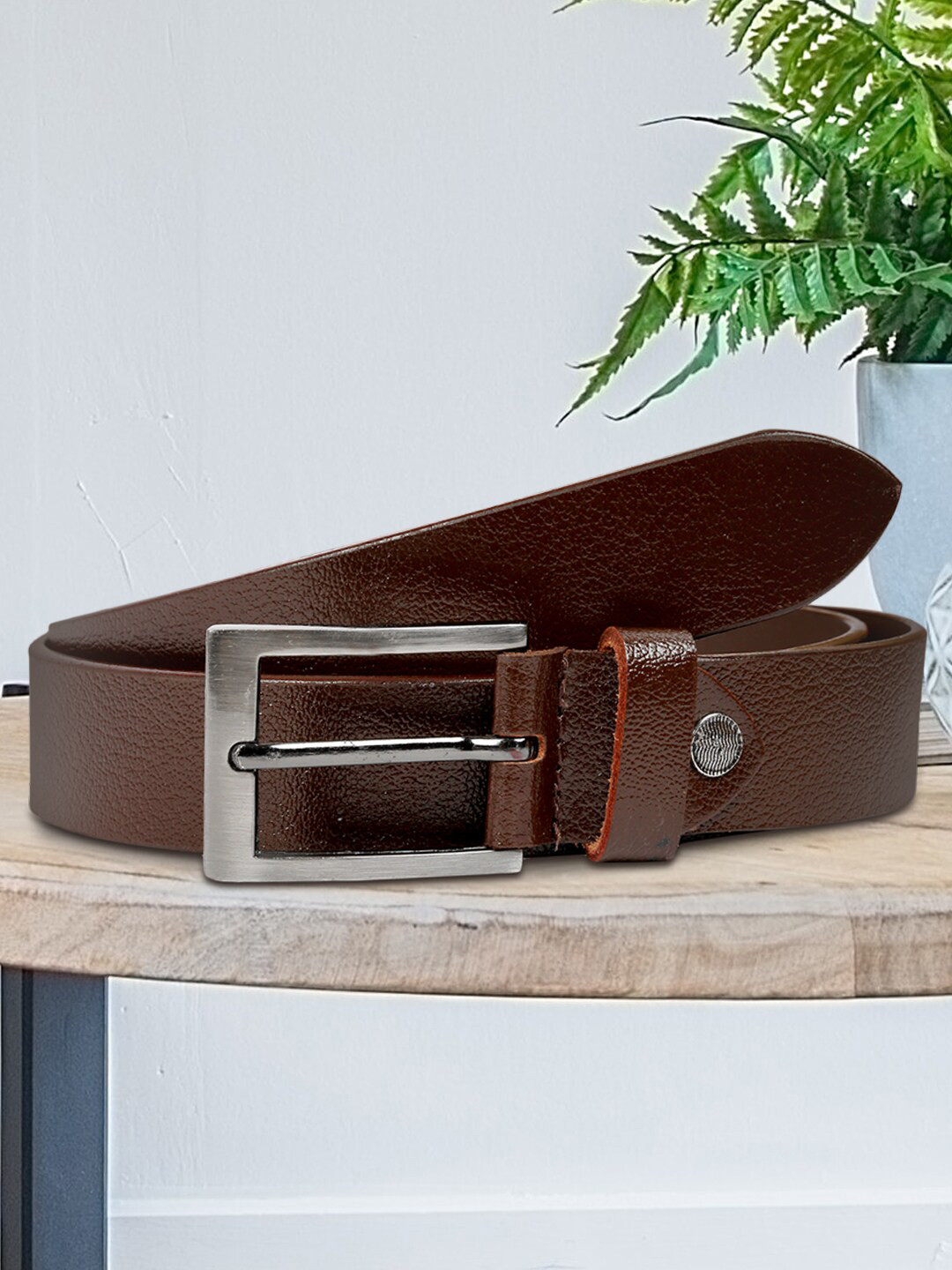 

WELBAWT Men Brown Textured Leather Belt