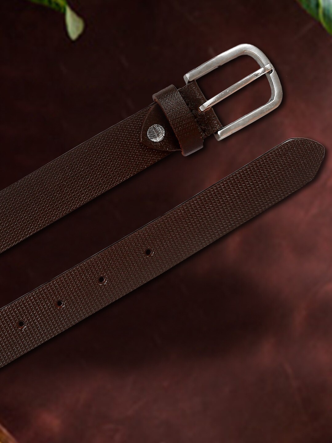 

WELBAWT Men Brown Textured Leather Belt