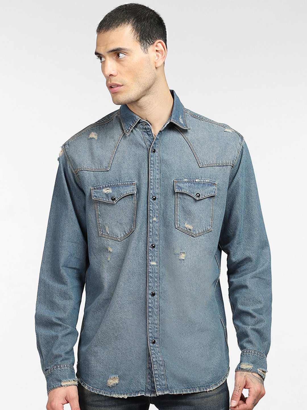 

Jack & Jones Men Blue Casual Shirt