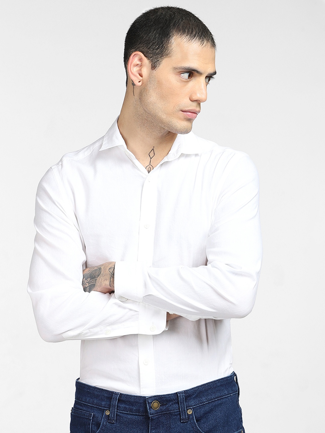 

Jack & Jones Men White Slim Fit Casual Shirt