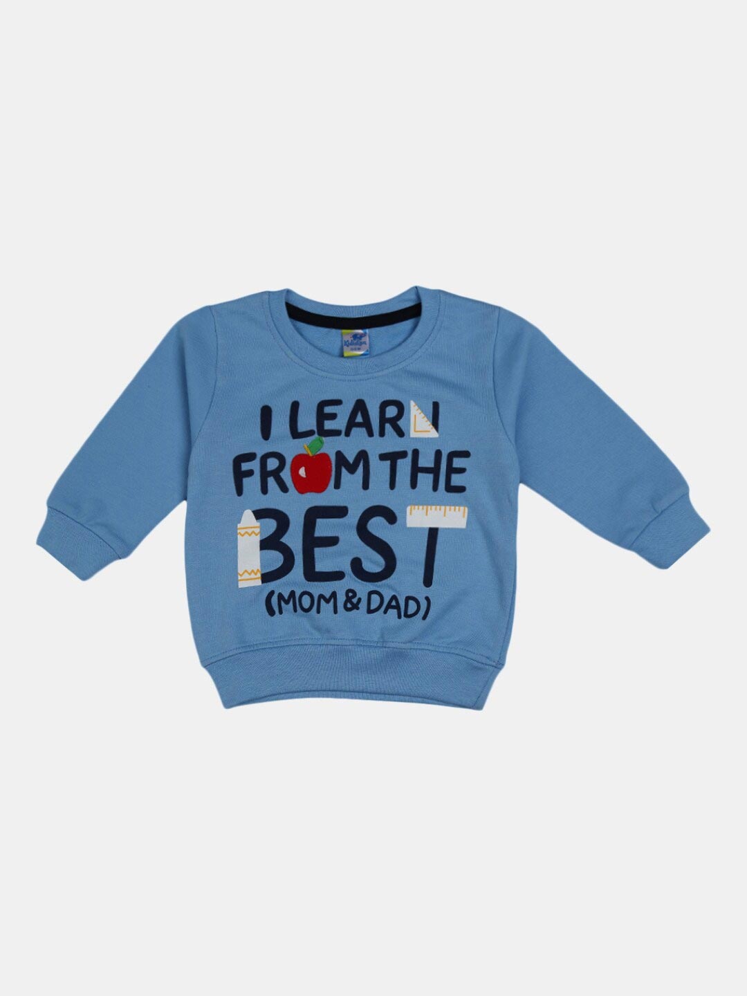 

V-Mart Kids Blue Typography Printed Applique T-shirt