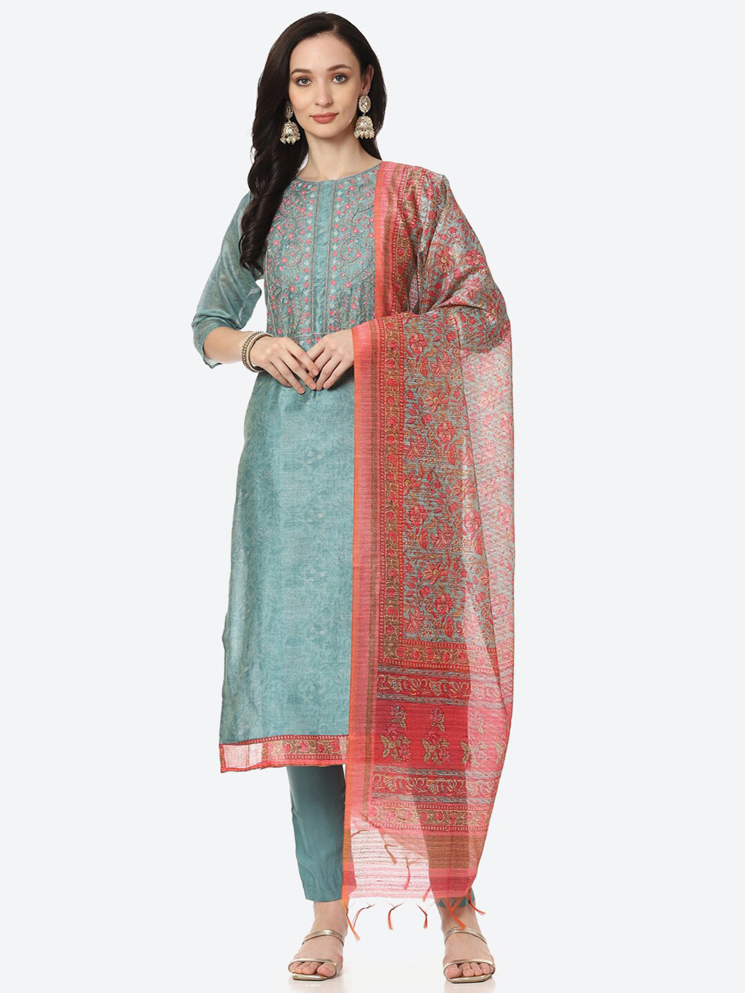 

Biba Blue & Pink Embroidered Unstitched Dress Material