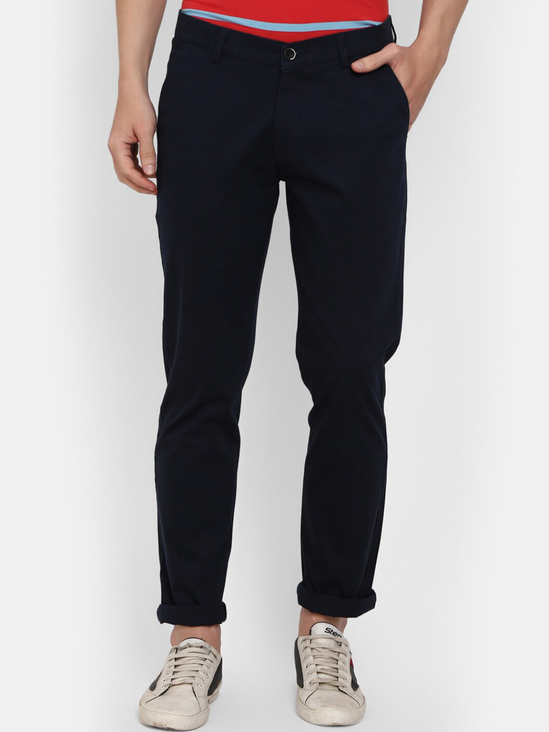 

V-Mart Men Navy Blue Solid Trousers