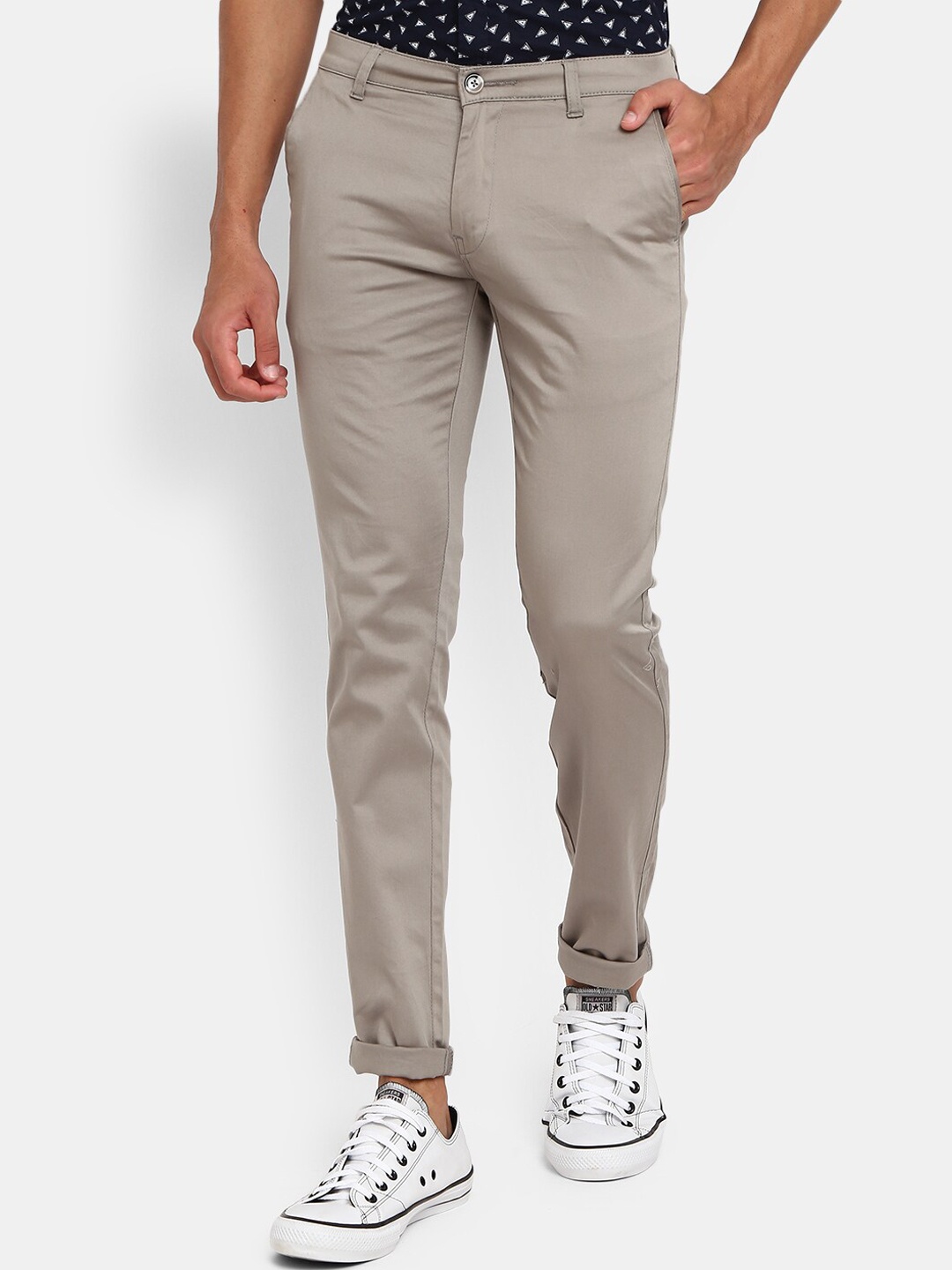 

V-Mart Men Grey Slim Fit Chinos Cotton Trousers