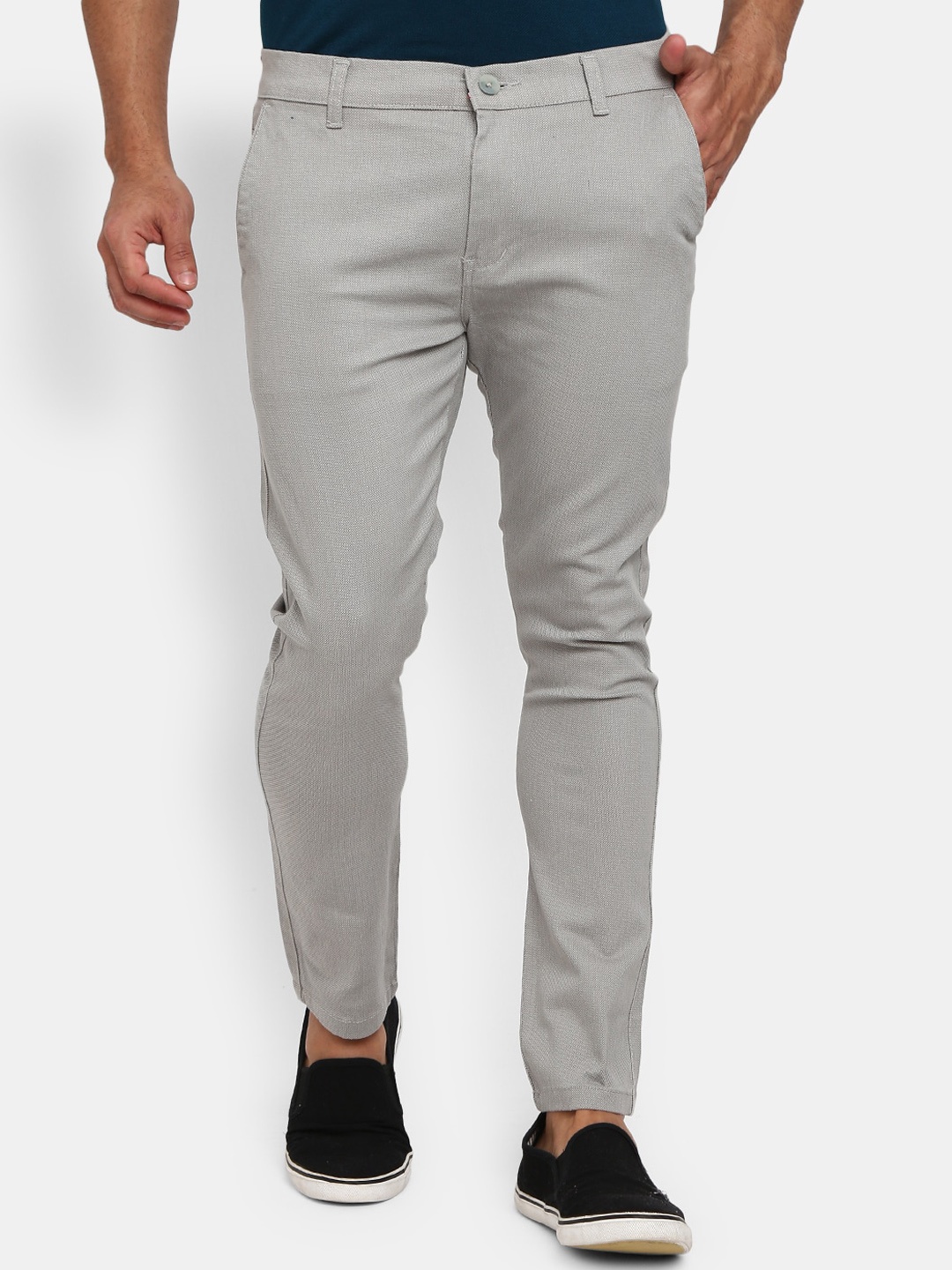 

V-Mart Men Grey Chinos Cotton Regular Fit Trousers