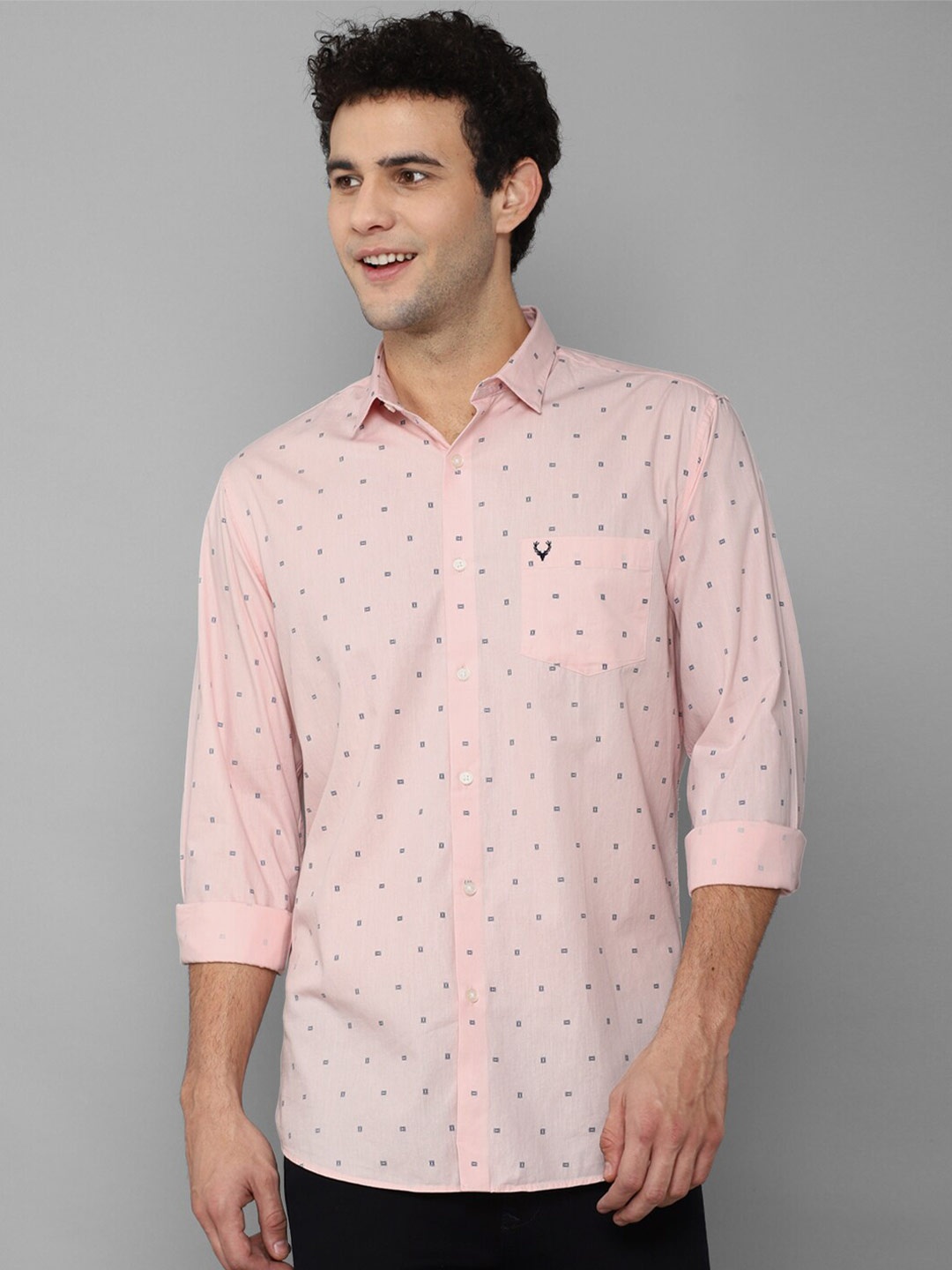 

Allen Solly Men Pink Slim Fit Printed Casual Shirt