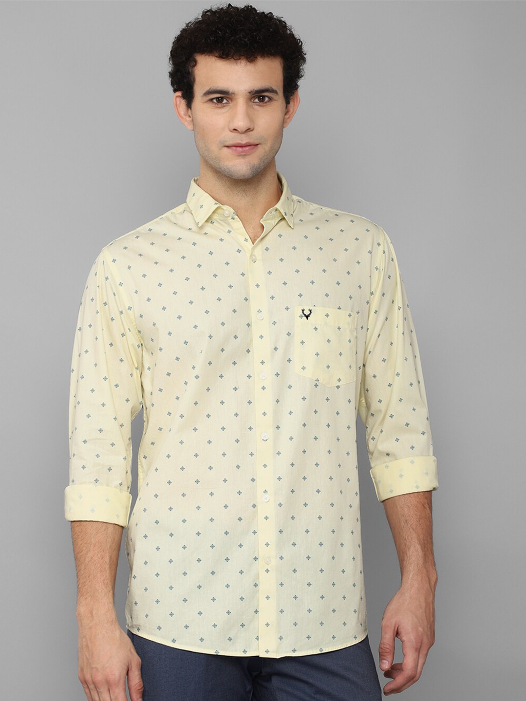 

Allen Solly Men Yellow Slim Fit Printed Casual Shirt