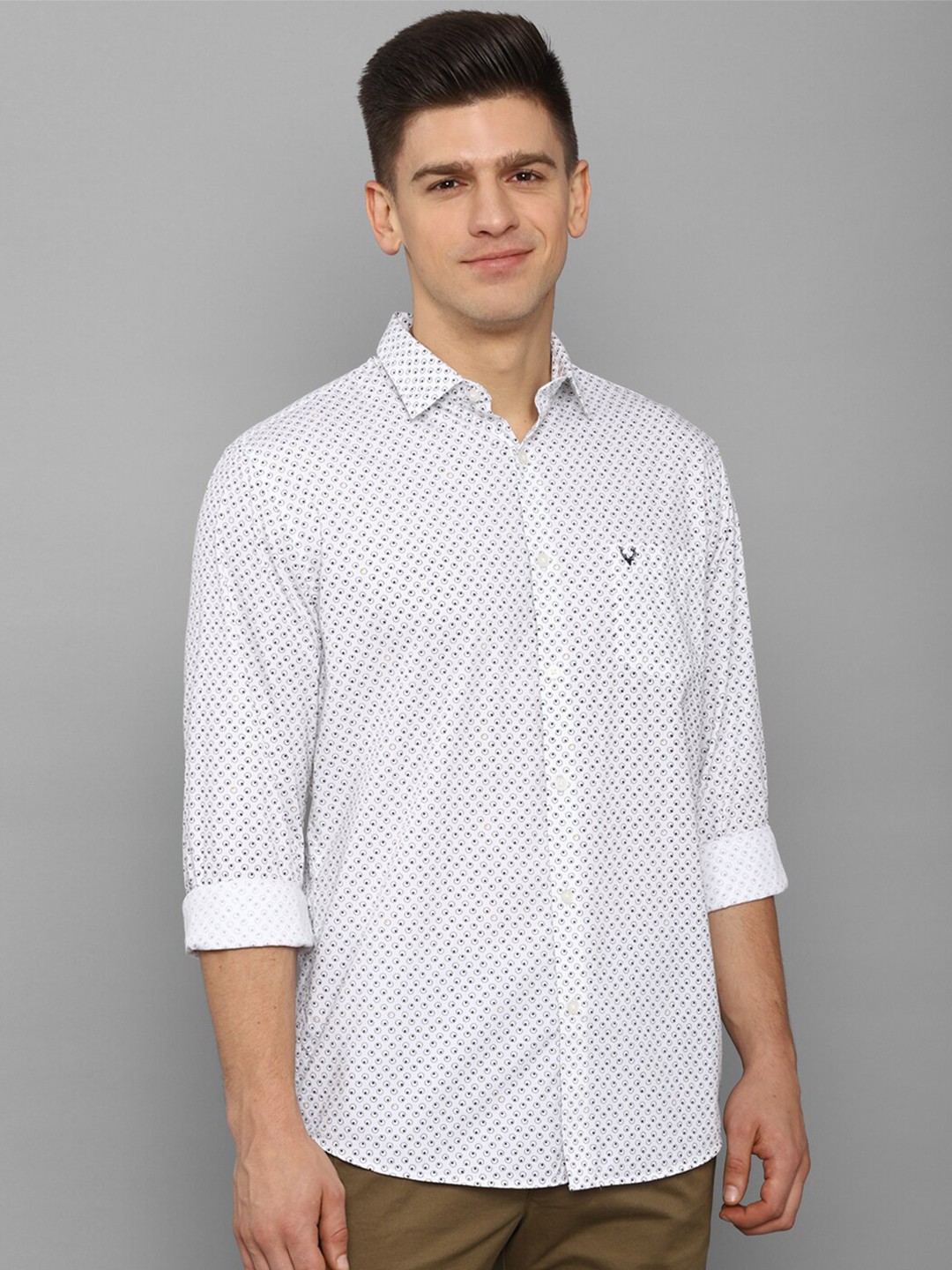 

Allen Solly Men White Slim Fit Printed Cotton Casual Shirt