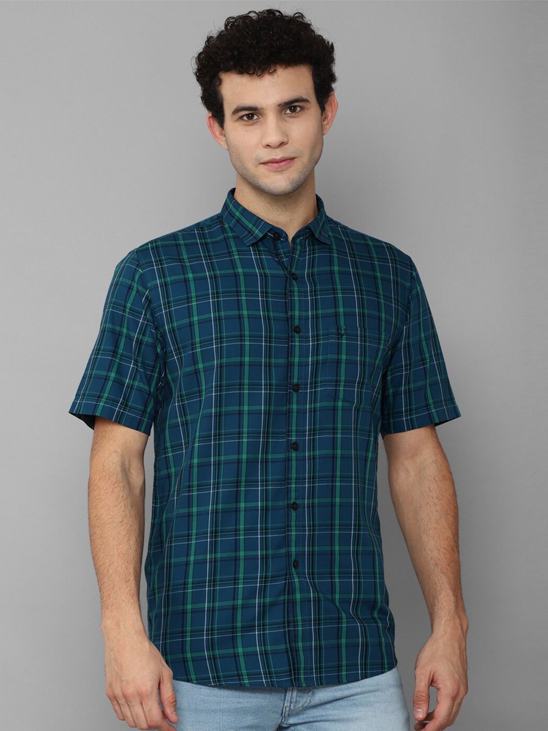 

Allen Solly Men Blue Slim Fit Tartan Checks Checked Casual Shirt