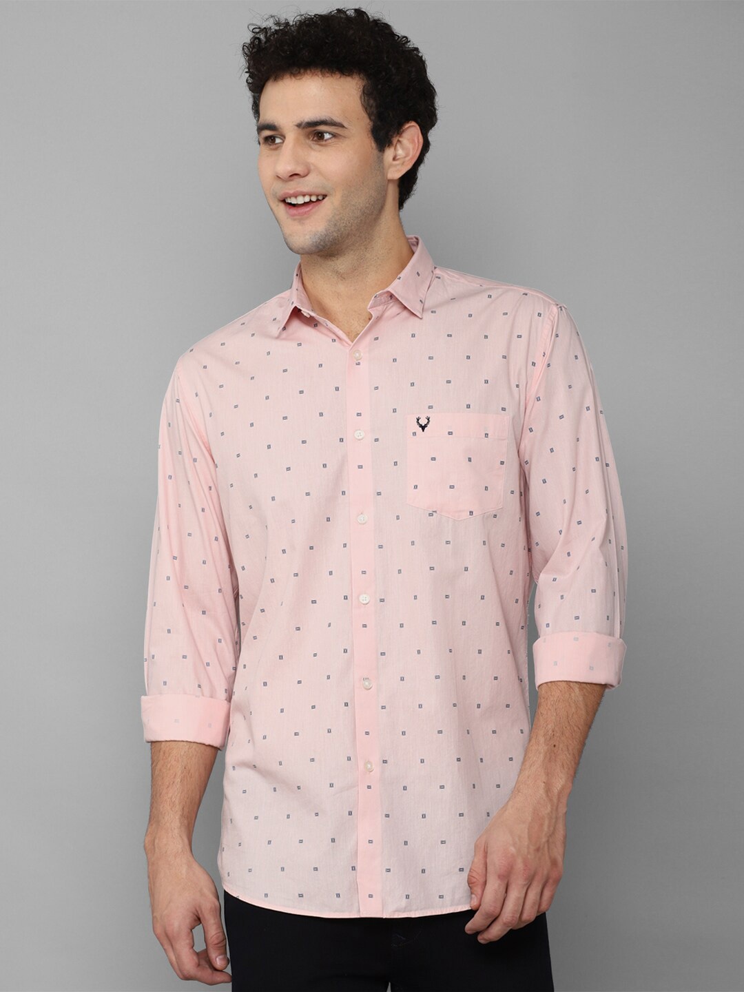 

Allen Solly Men Pink Slim Fit Printed Casual Shirt