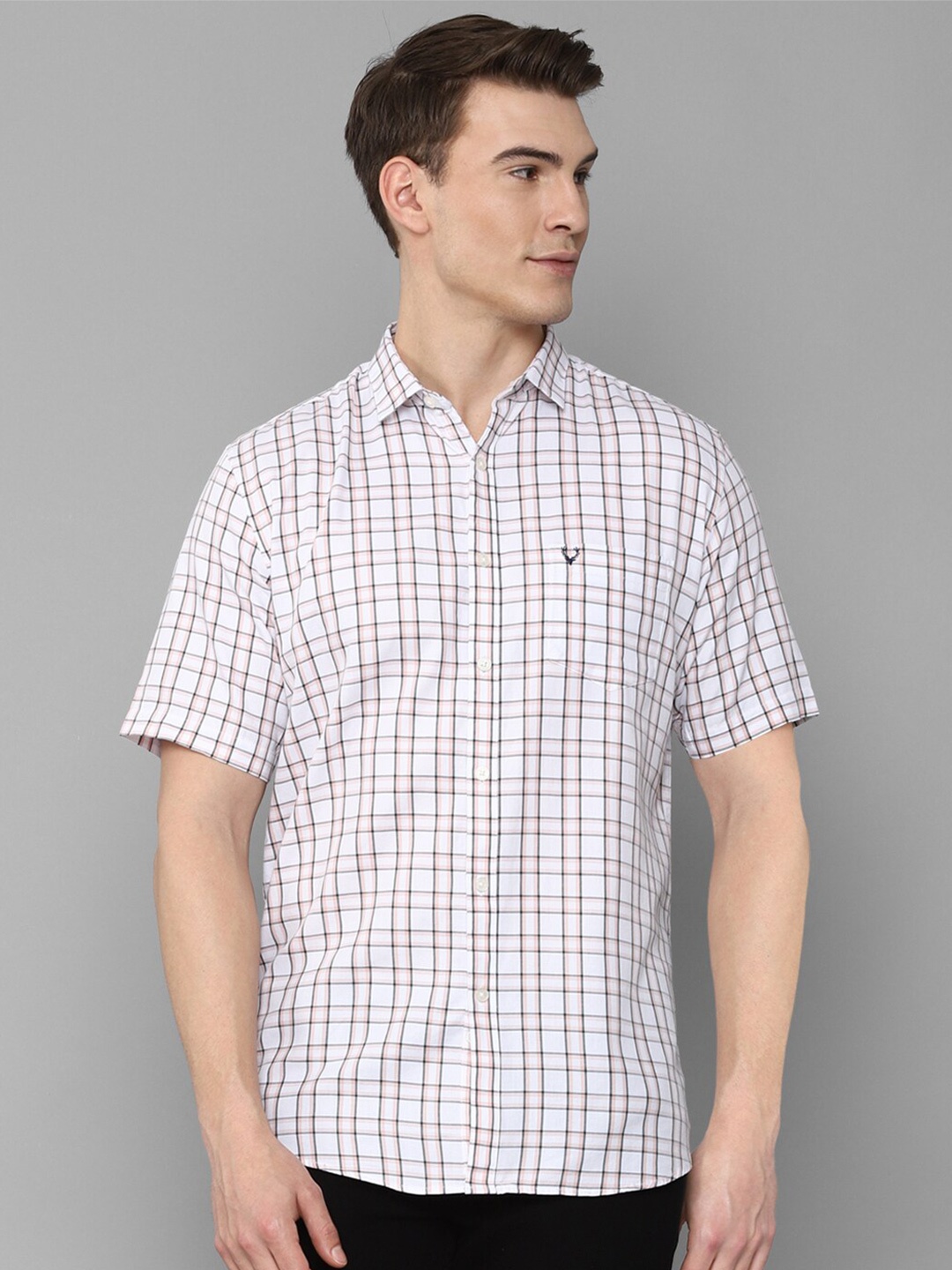

Allen Solly Men White Slim Fit Grid Tattersall Checks Checked Casual Shirt