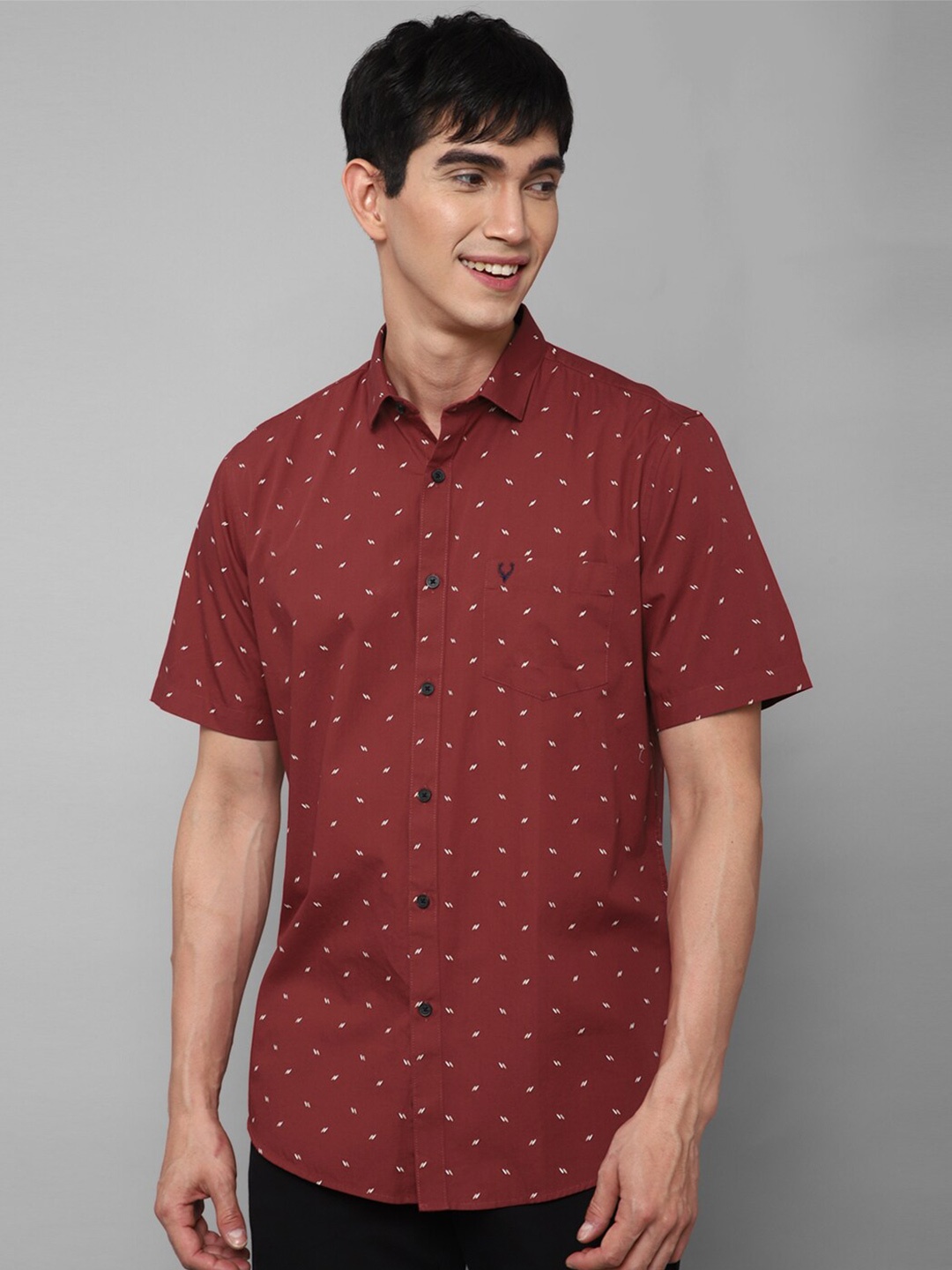 

Allen Solly Men Maroon Slim Fit Printed Casual Shirt