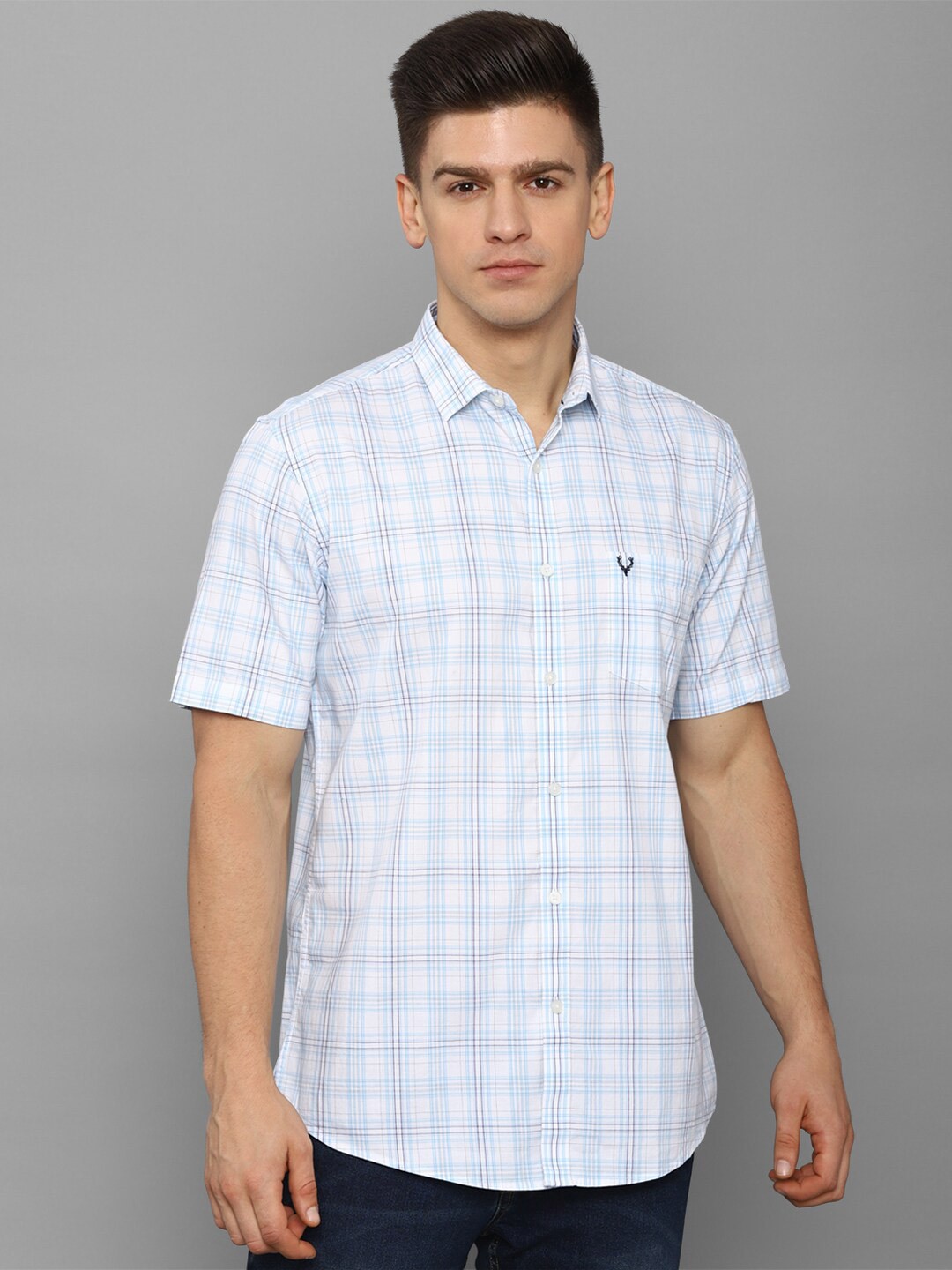 

Allen Solly Men Blue Slim Fit Checked Cotton Casual Shirt