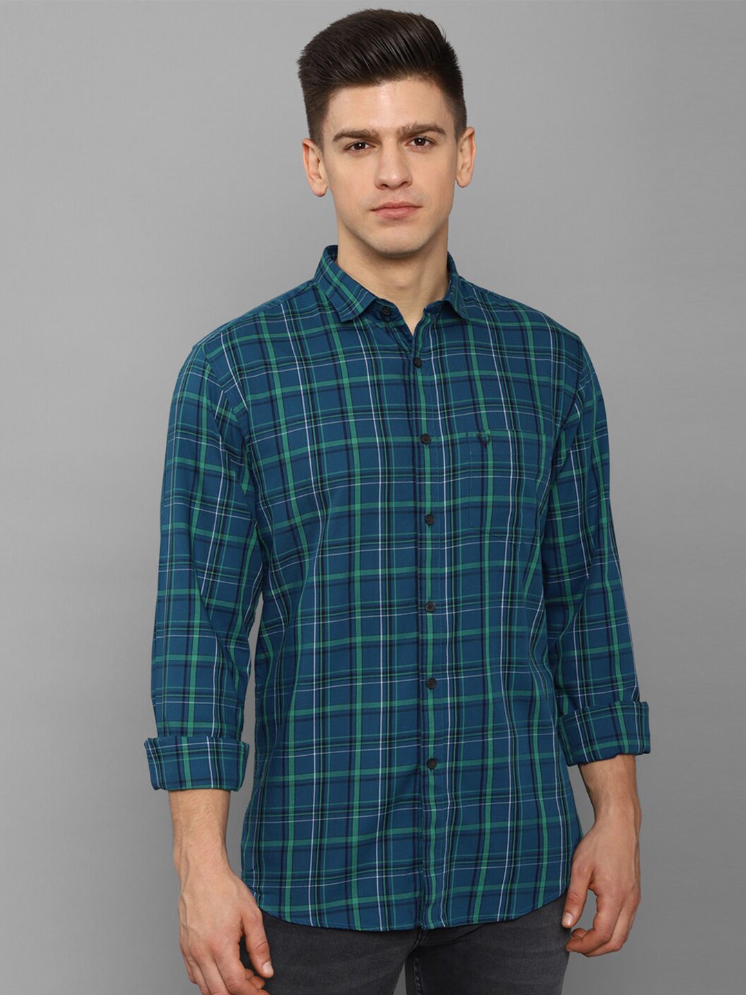 

Allen Solly Men Blue Slim Fit Tartan Checked Cotton Casual Shirt