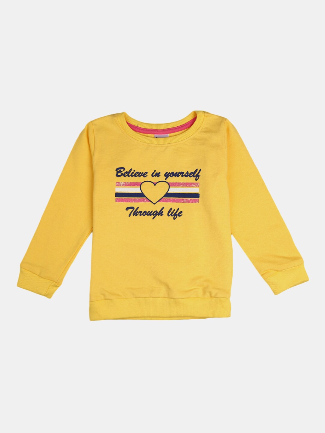 

V-Mart Girls Yellow Typography Printed T-shirt