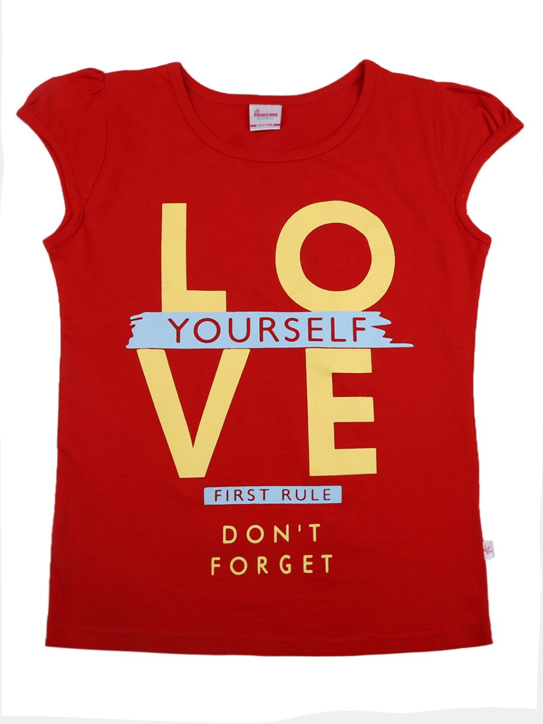 

V-Mart Girls Red Typography Printed Round Neck T-shirt
