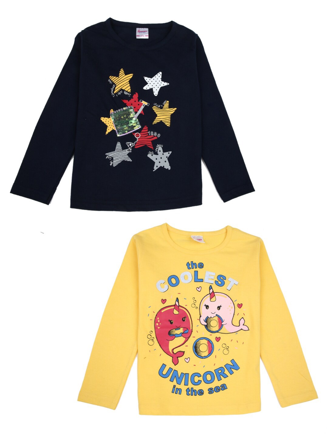 

V-Mart Girls Yellow & Black 2 Printed T-shirt