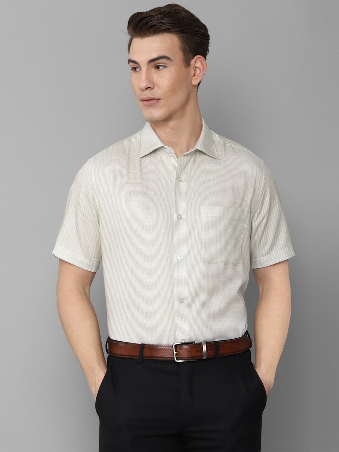

Louis Philippe Men Beige Formal Shirt