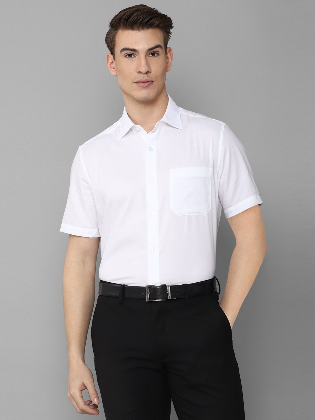 

Louis Philippe Men White Short Sleeves Formal Shirt