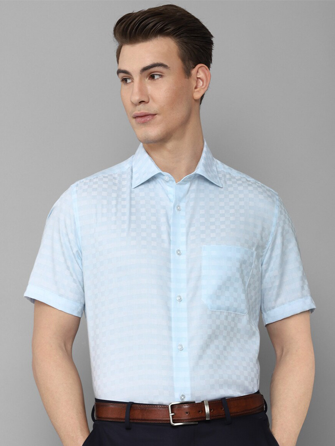 

Louis Philippe Men Blue Checked Formal Shirt