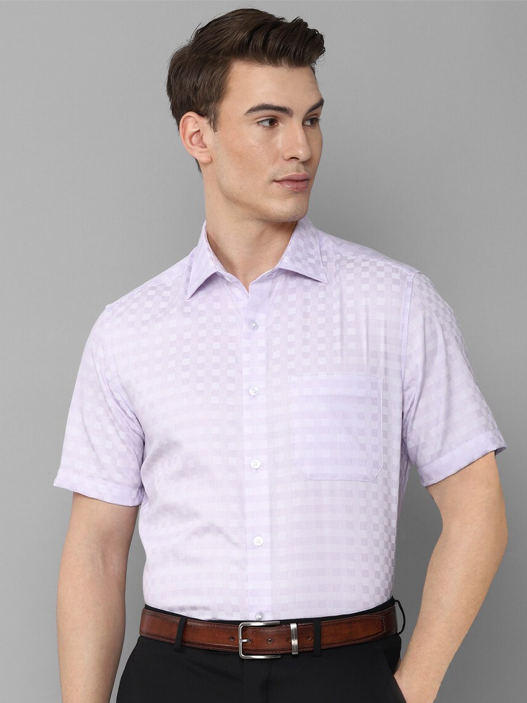 

Louis Philippe Men Purple Checked Formal Shirt