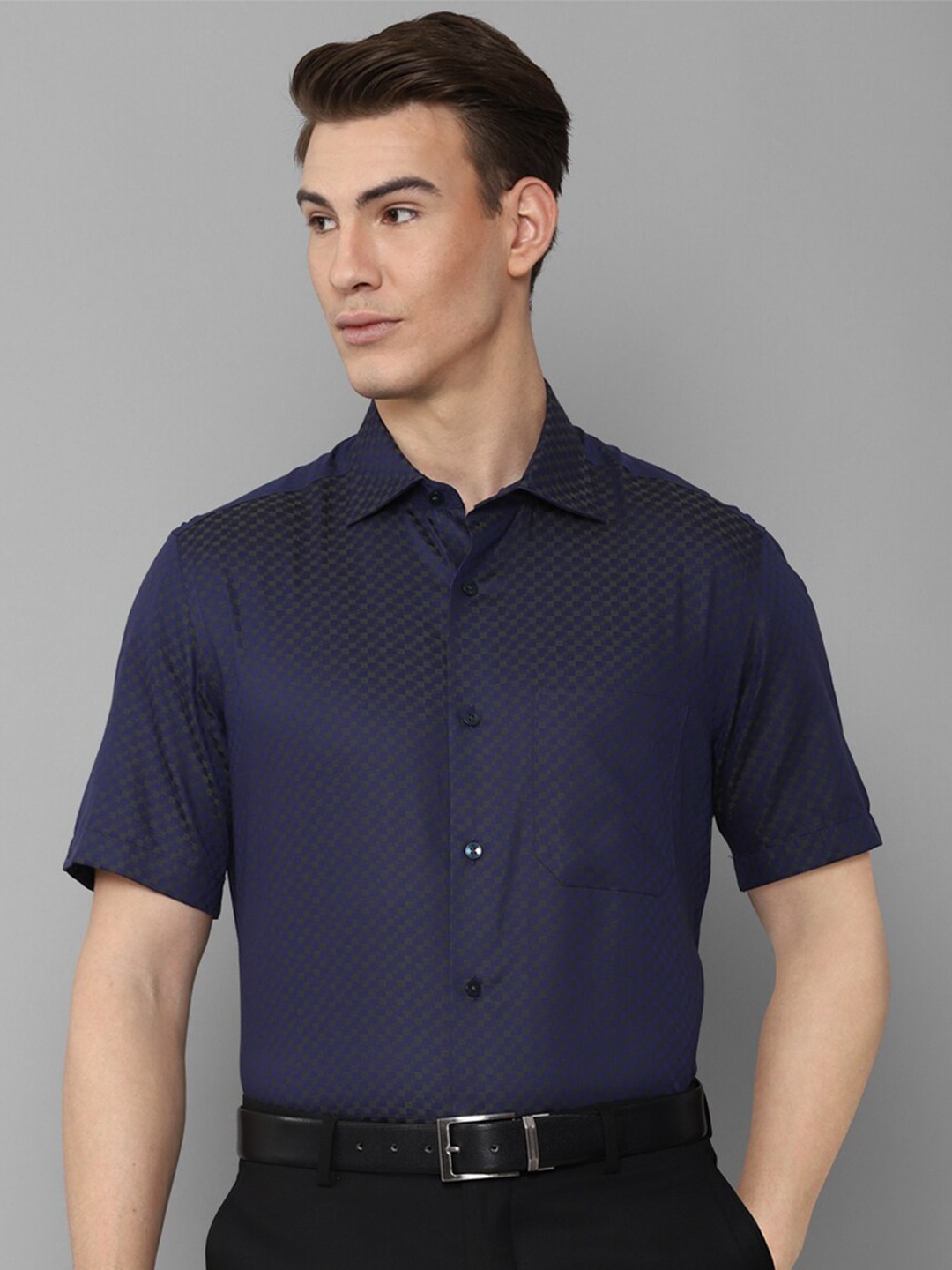 

Louis Philippe Men Navy Blue Formal Shirt