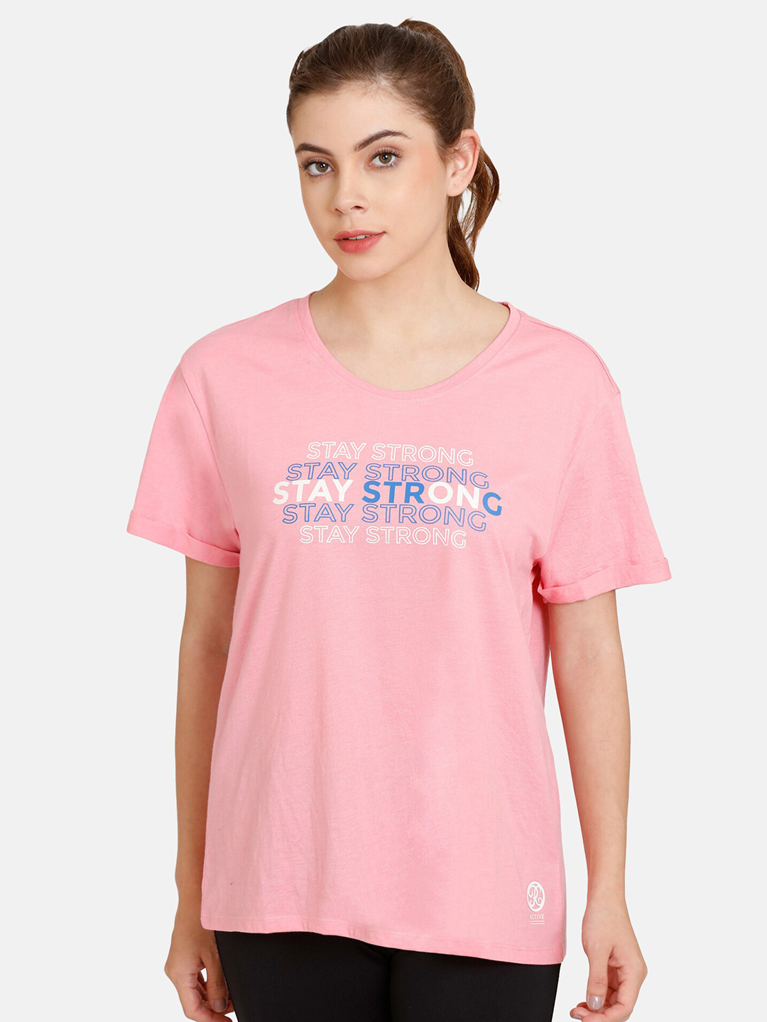 

Rosaline by Zivame Pink Print Relaxed Top