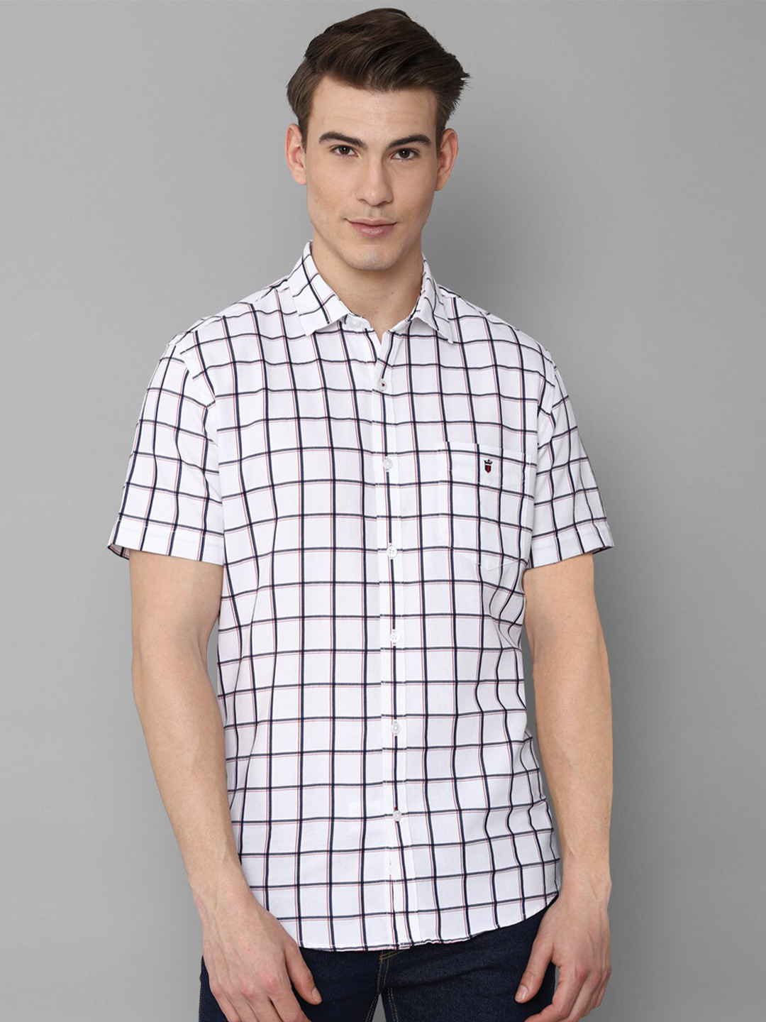 

Louis Philippe Sport Men White Slim Fit Windowpane Checks Checked Casual Shirt