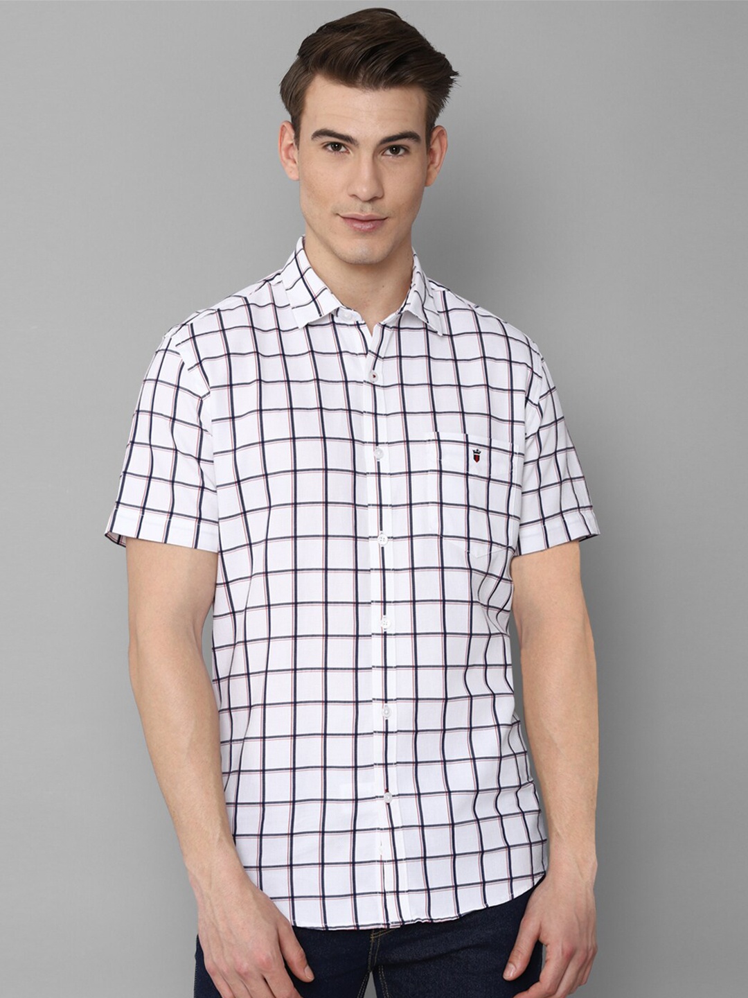 

Louis Philippe Sport Men White Slim Fit Windowpane Checks Checked Casual Shirt
