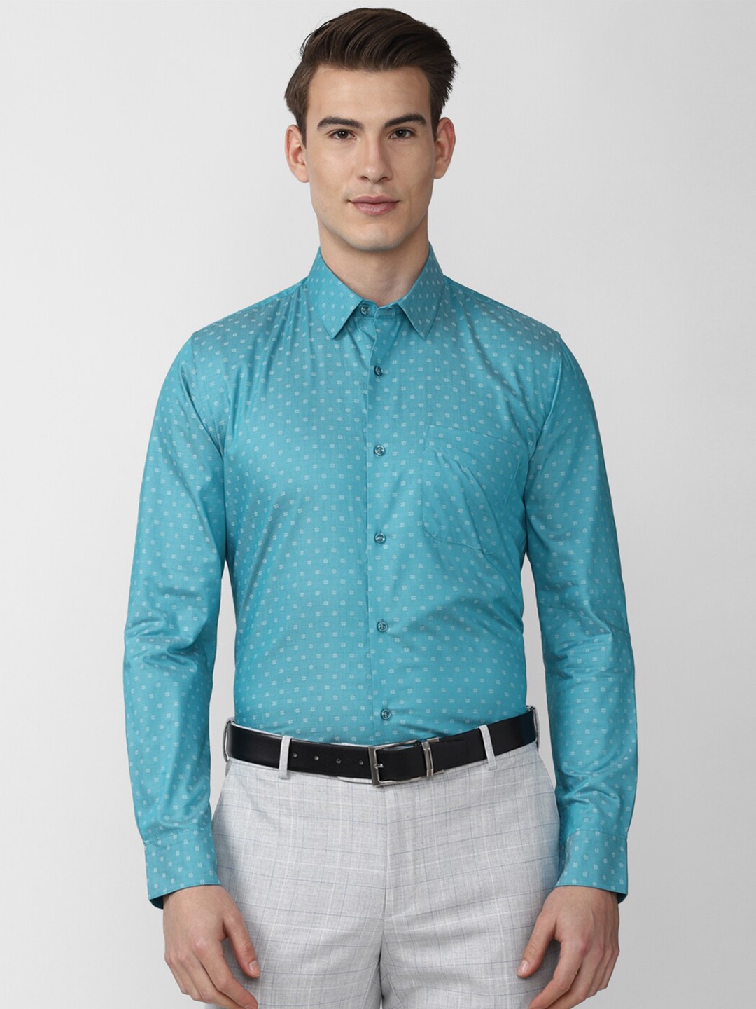 

Peter England Men Blue Slim Fit Printed Formal Shirt