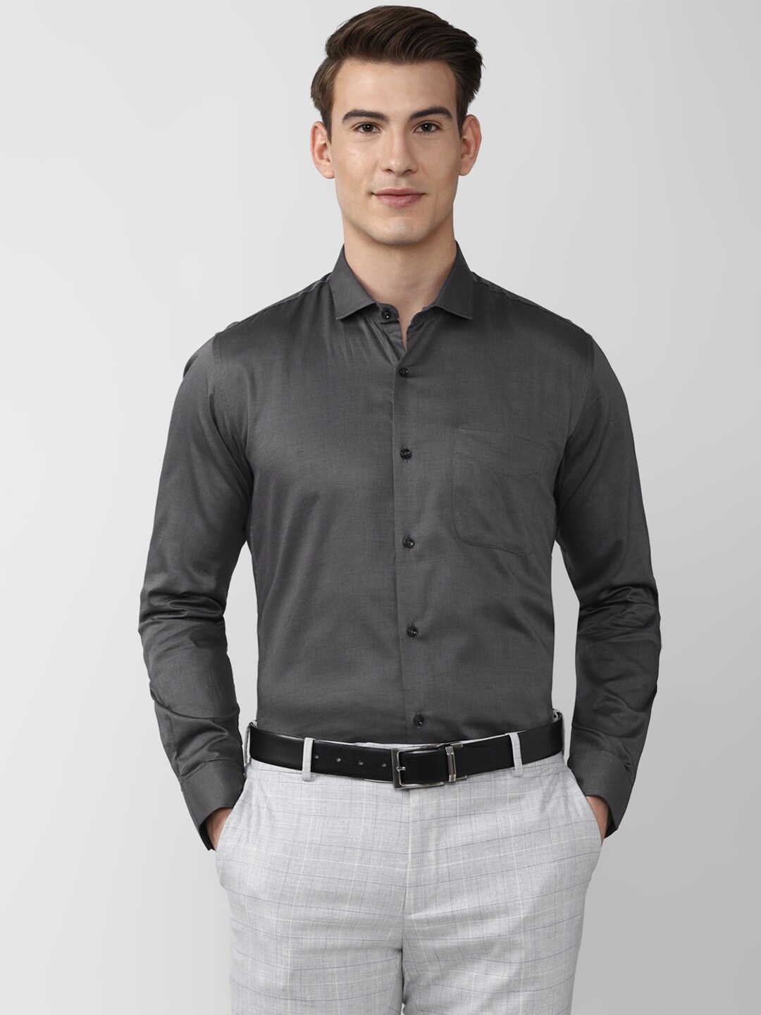 

Peter England Men Grey Formal Shirt