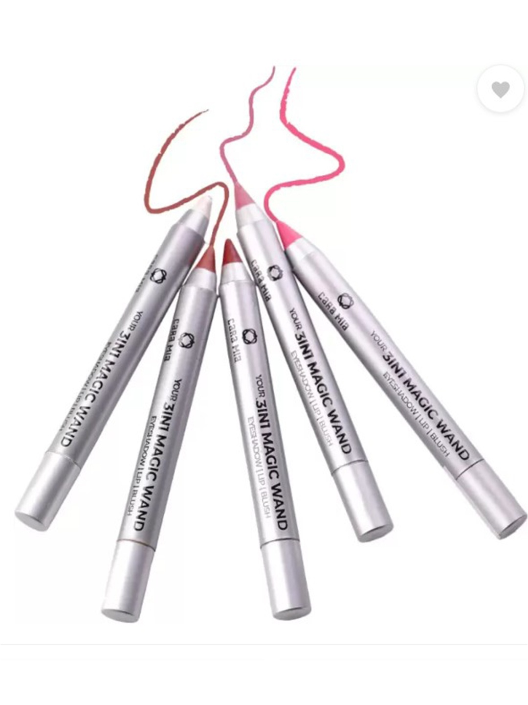 

CARA MIA Set of 5 Multi Purpose 3 In 1 Magic Wand Lipstick Blush & Eyeshadow - 3.5 g Each