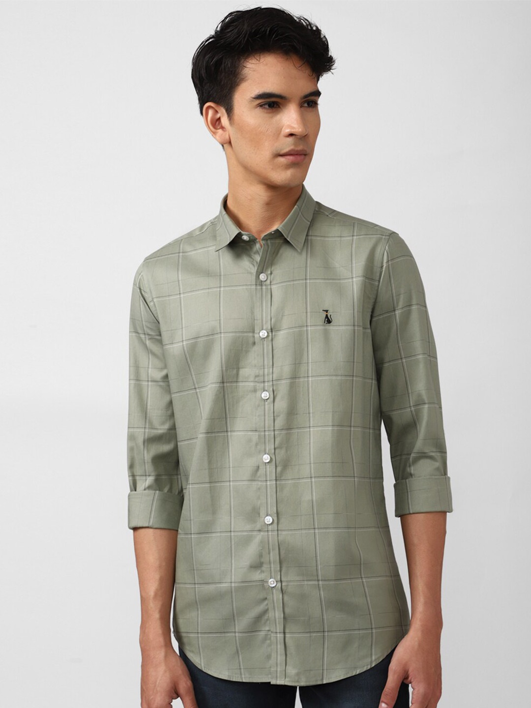 

SIMON CARTER LONDON Men Green Slim Fit Checked Casual Shirt