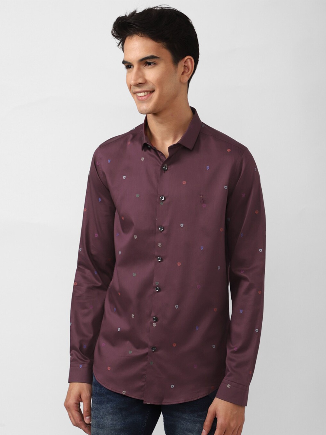 

SIMON CARTER LONDON Men Purple Slim Fit Printed Casual Shirt