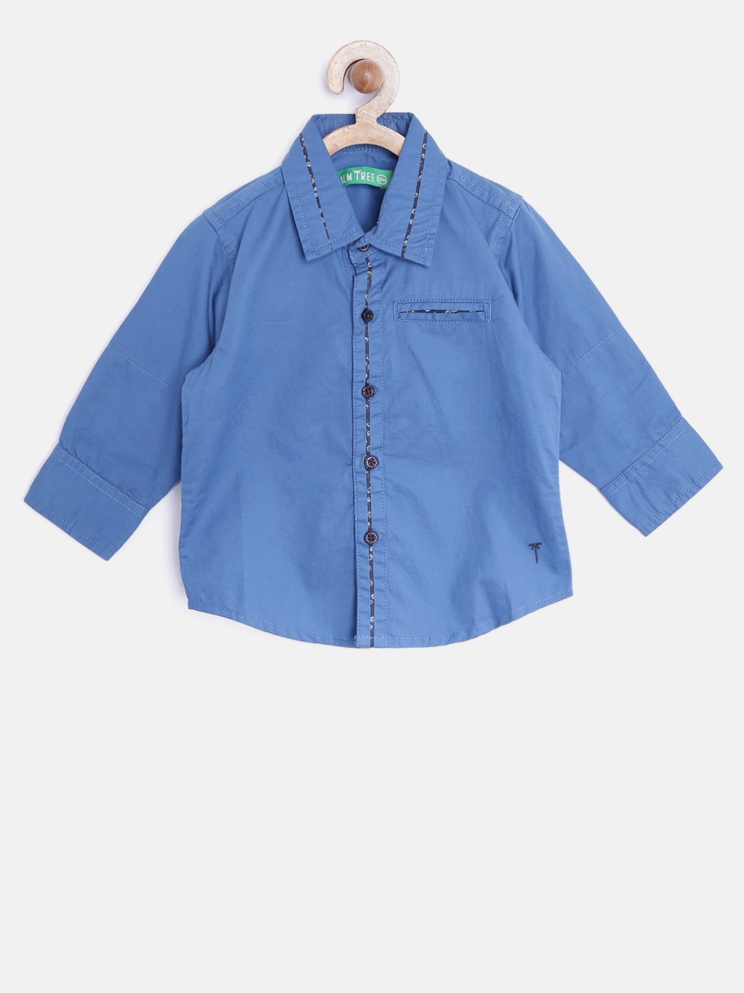

Palm Tree Boys Blue Slim Fit Solid Casual Shirt