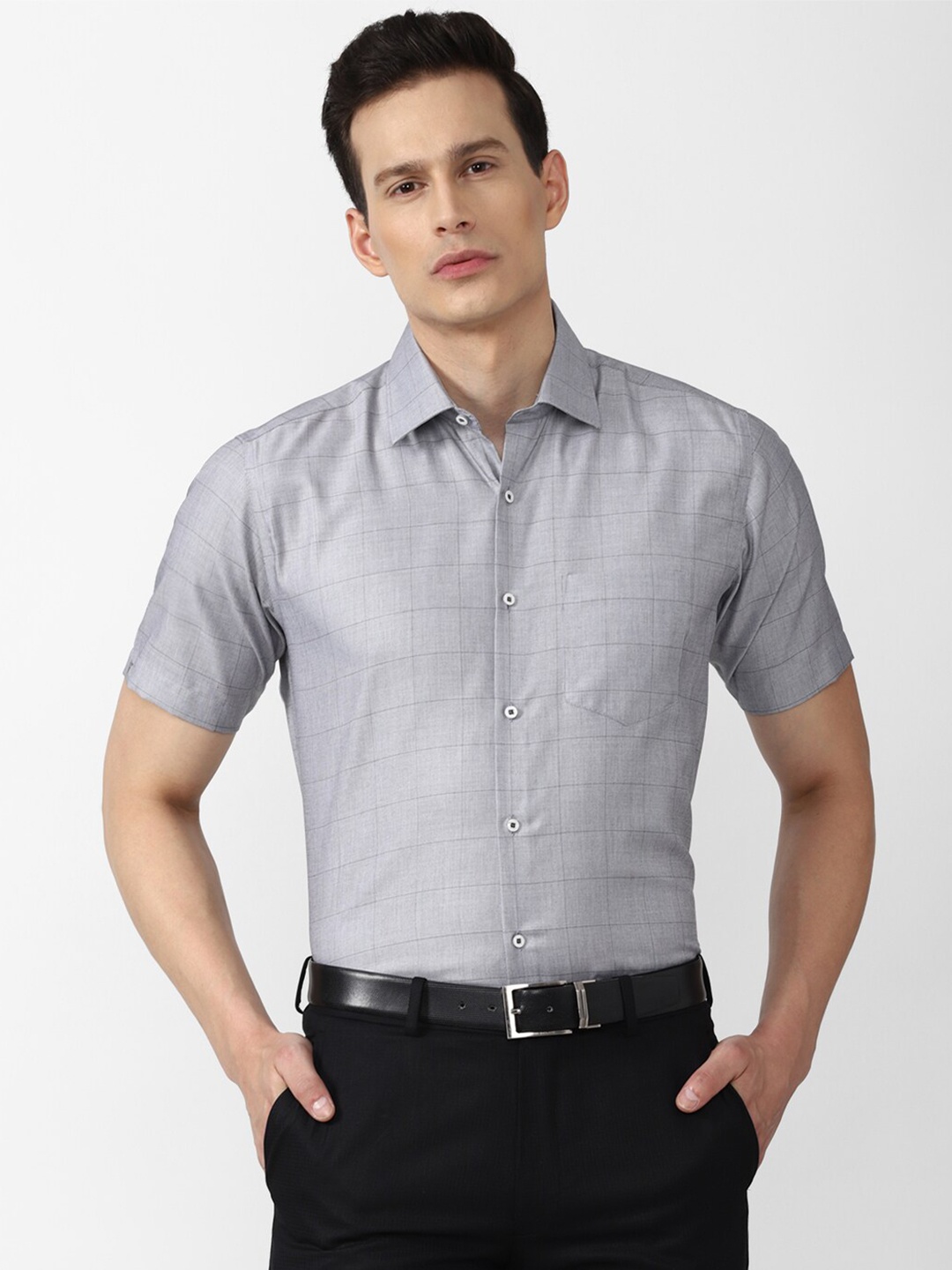 

Van Heusen Men Grey Formal Shirt