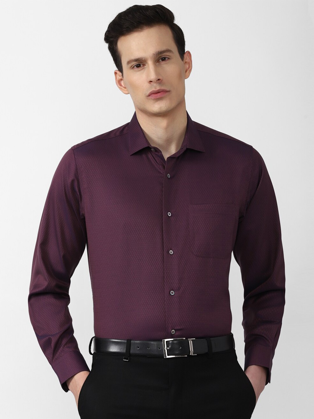 

Van Heusen Men Purple Printed Pure Cotton Formal Shirt