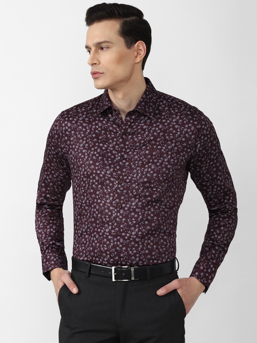 

Van Heusen Men Brown Slim Fit Floral Printed Formal Shirt