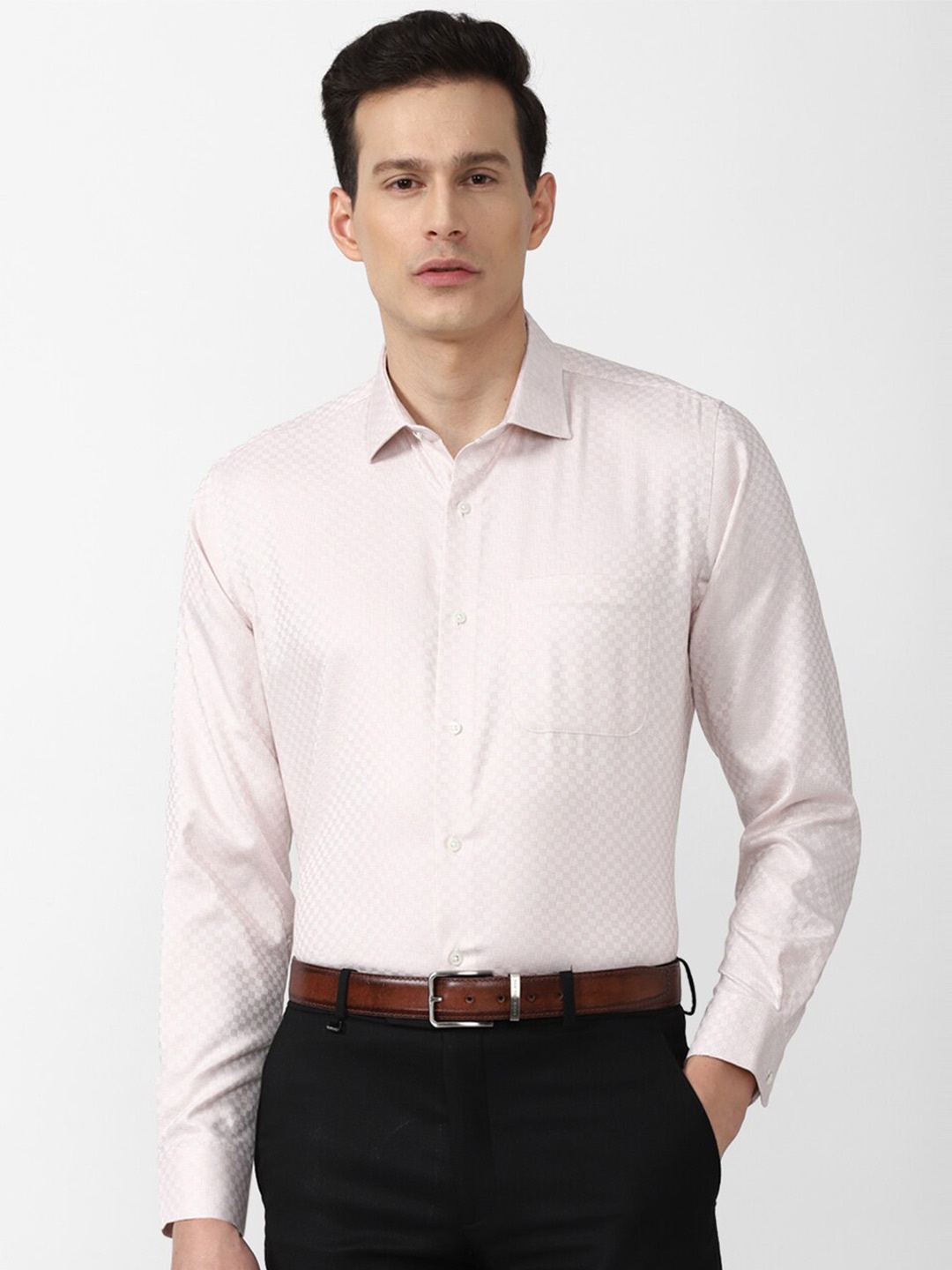 

Van Heusen Men Cream-Coloured Cotton Formal Shirt