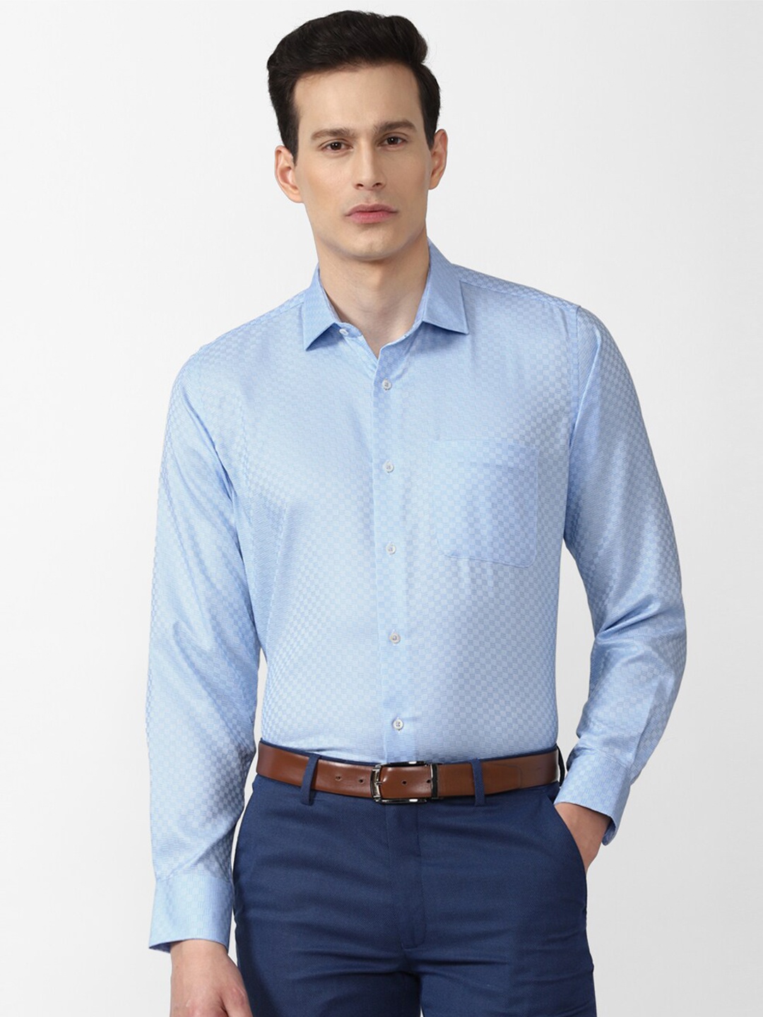 

Van Heusen Men Blue Printed Formal Shirt