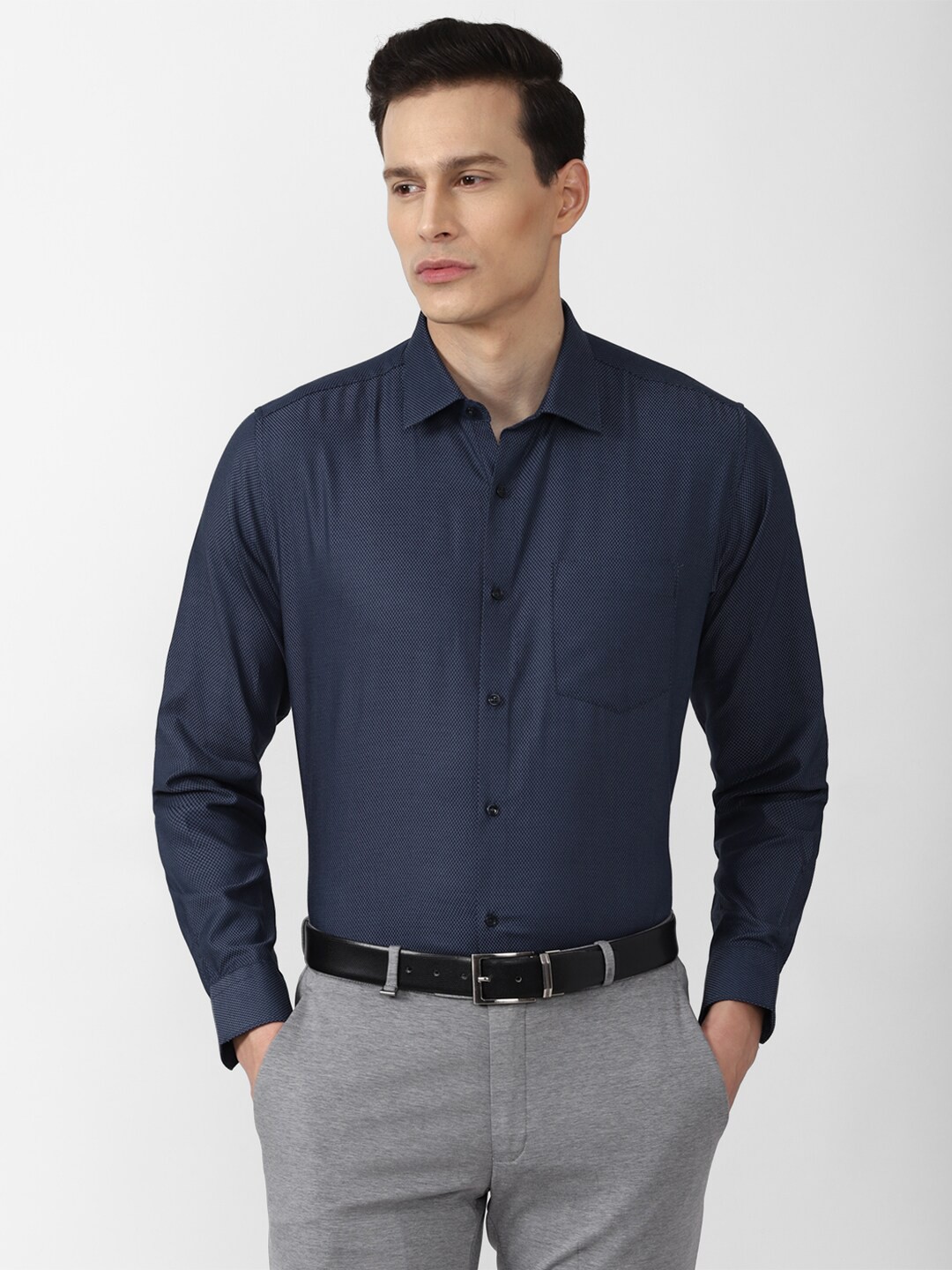 

Van Heusen Men Navy Blue Formal Shirt