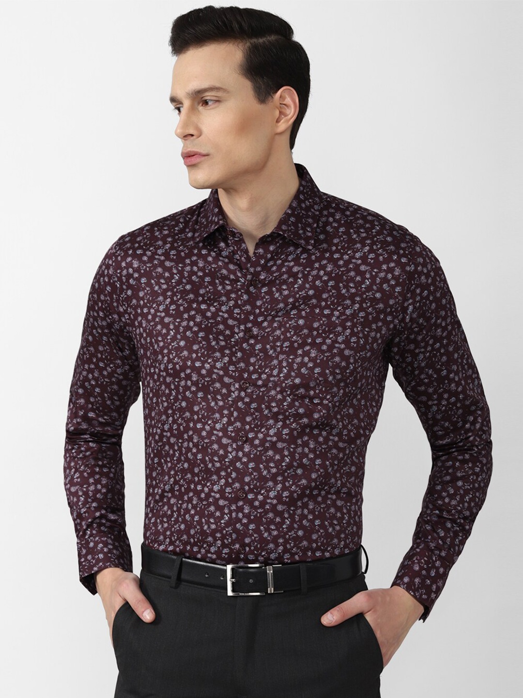 

Van Heusen Men Brown Slim Fit Floral Printed Formal Shirt