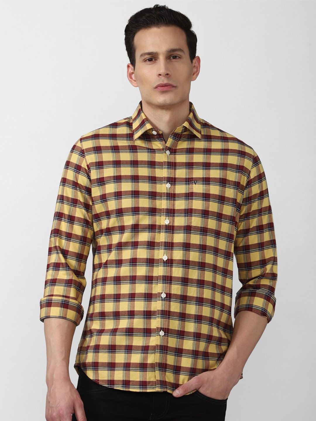 

Van Heusen Sport Men Yellow Slim Fit Checked Casual Shirt