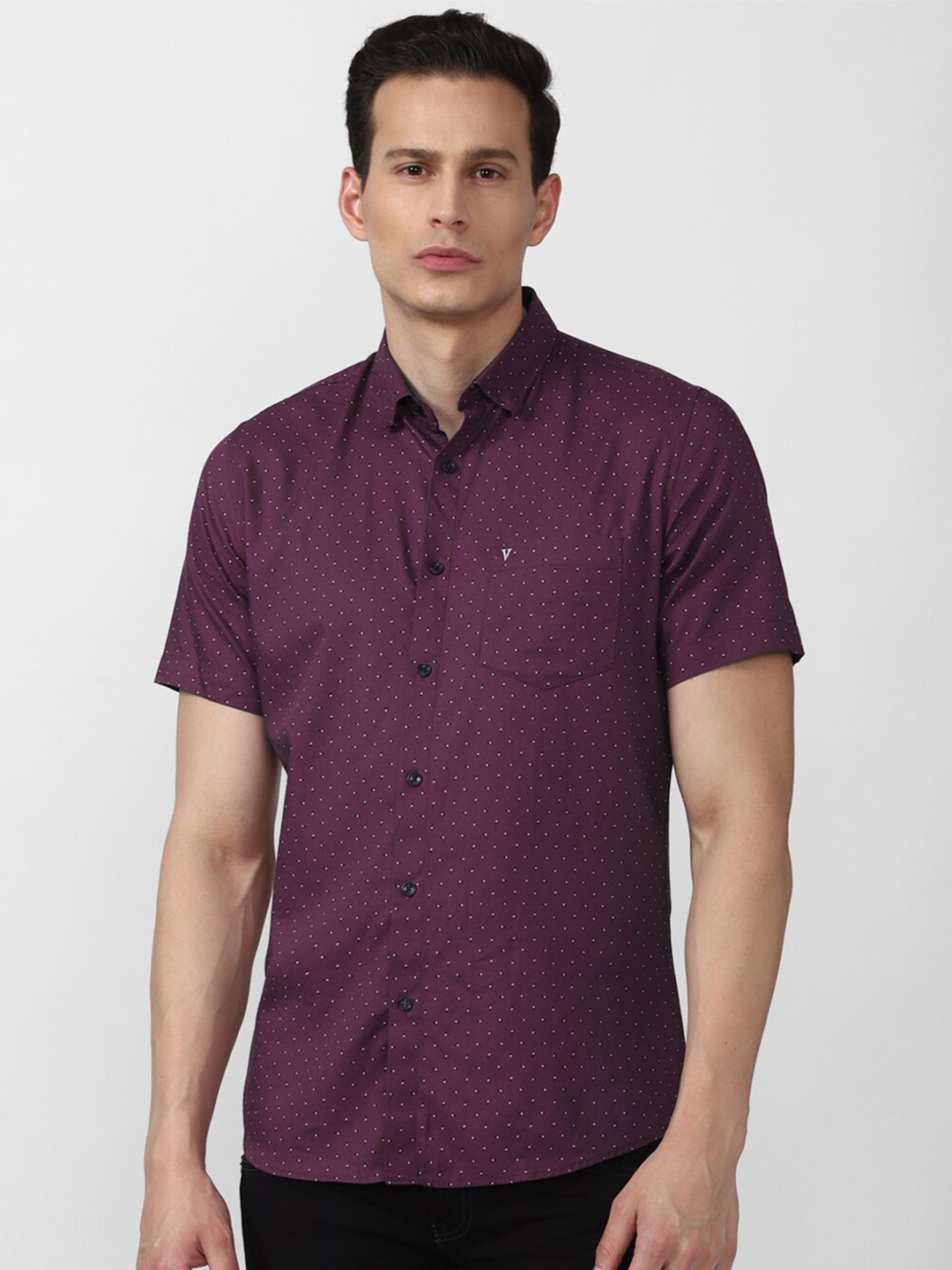 

Van Heusen Sport Men Purple Slim Fit Printed Cotton Casual Shirt