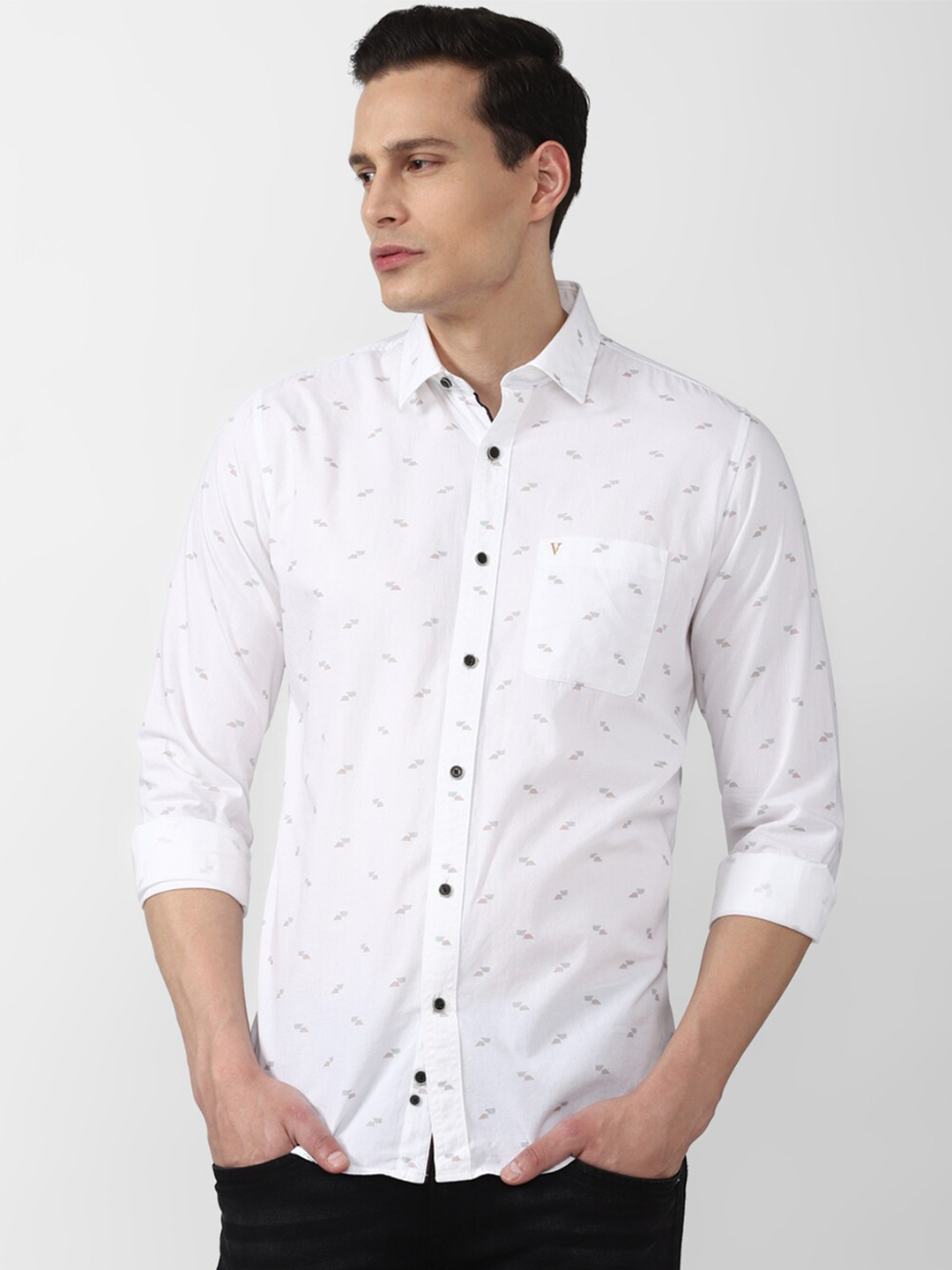 

Van Heusen Sport Men White Slim Fit Printed Casual Shirt
