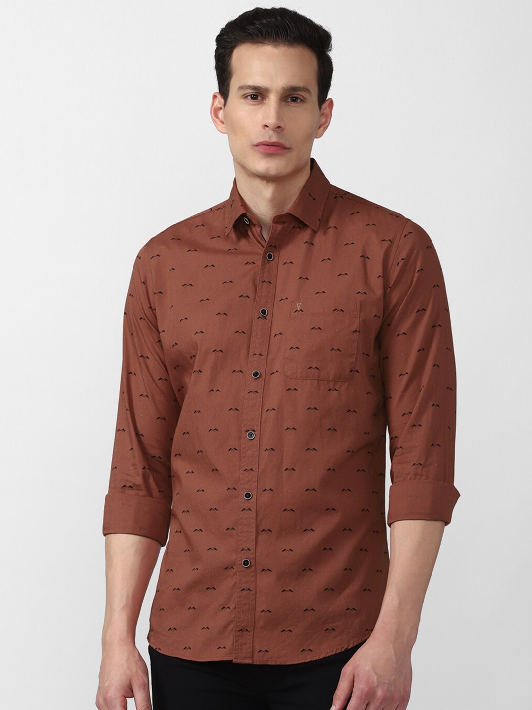 

Van Heusen Sport Men Brown Slim Fit Printed 100% Cotton Casual Shirt