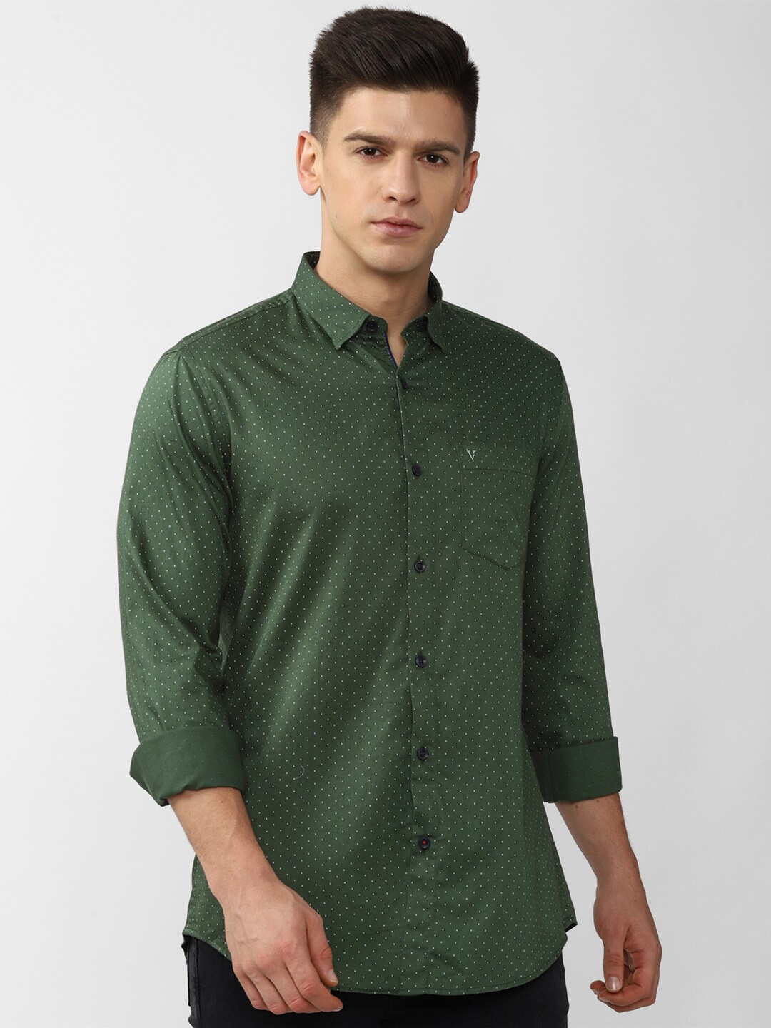 

Van Heusen Sport Men Olive Green Slim Fit Printed Casual Shirt