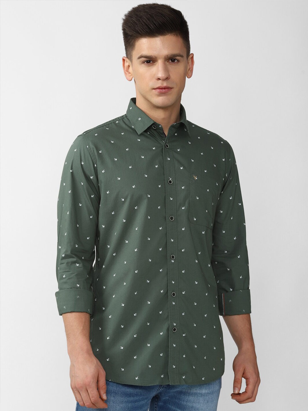 

Van Heusen Sport Men Green Slim Fit Printed Casual Shirt